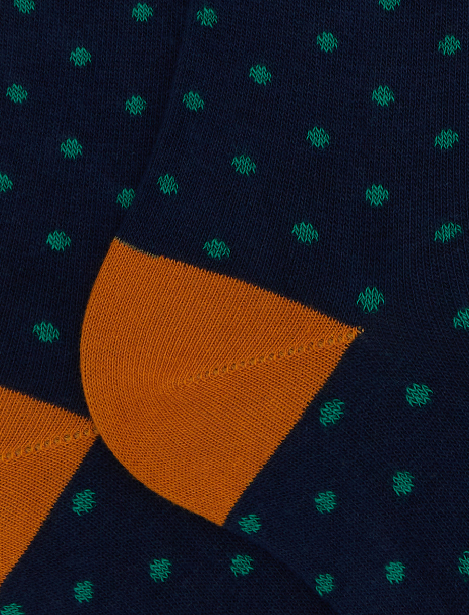 Women's long blue cotton socks with polka dots - Gallo 1927 - Official Online Shop