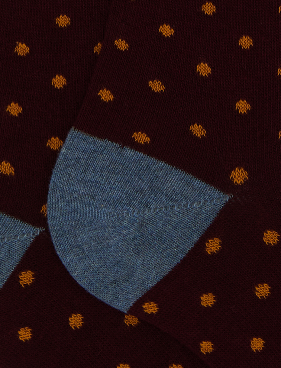 Women's long burgundy cotton socks with polka dots - Gallo 1927 - Official Online Shop