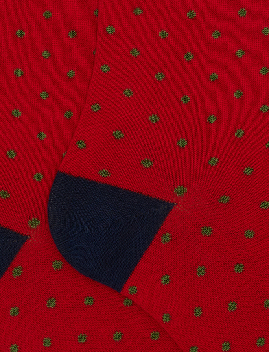 Women's long red cotton socks with polka dots - Gallo 1927 - Official Online Shop