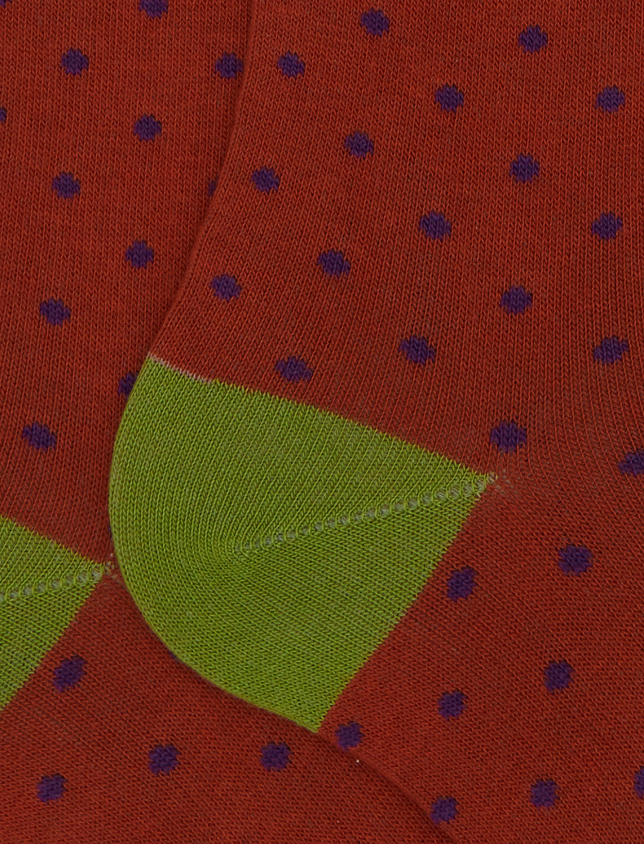 Women's long brown cotton socks with polka dots - Gallo 1927 - Official Online Shop