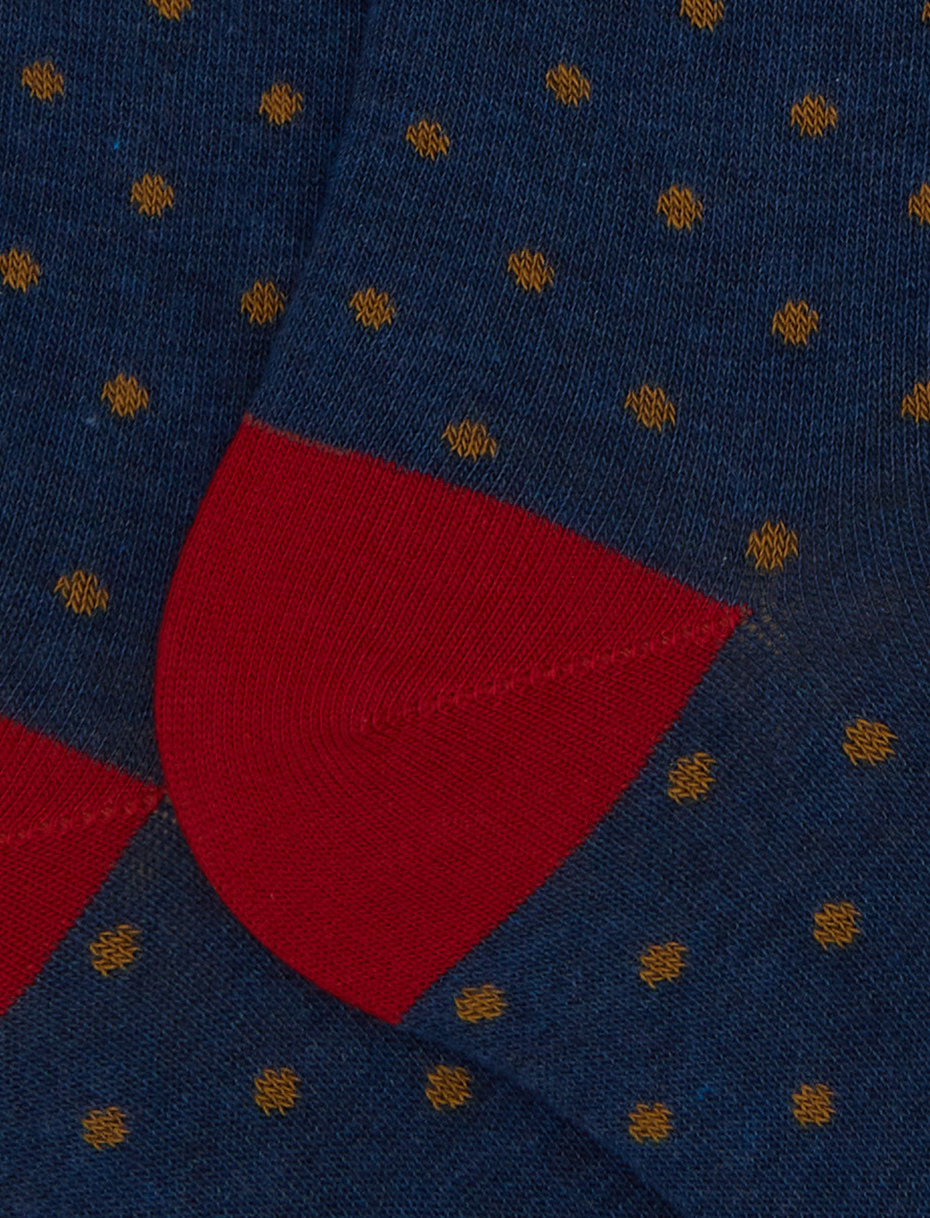 Women's long blue cotton socks with polka dots - Gallo 1927 - Official Online Shop