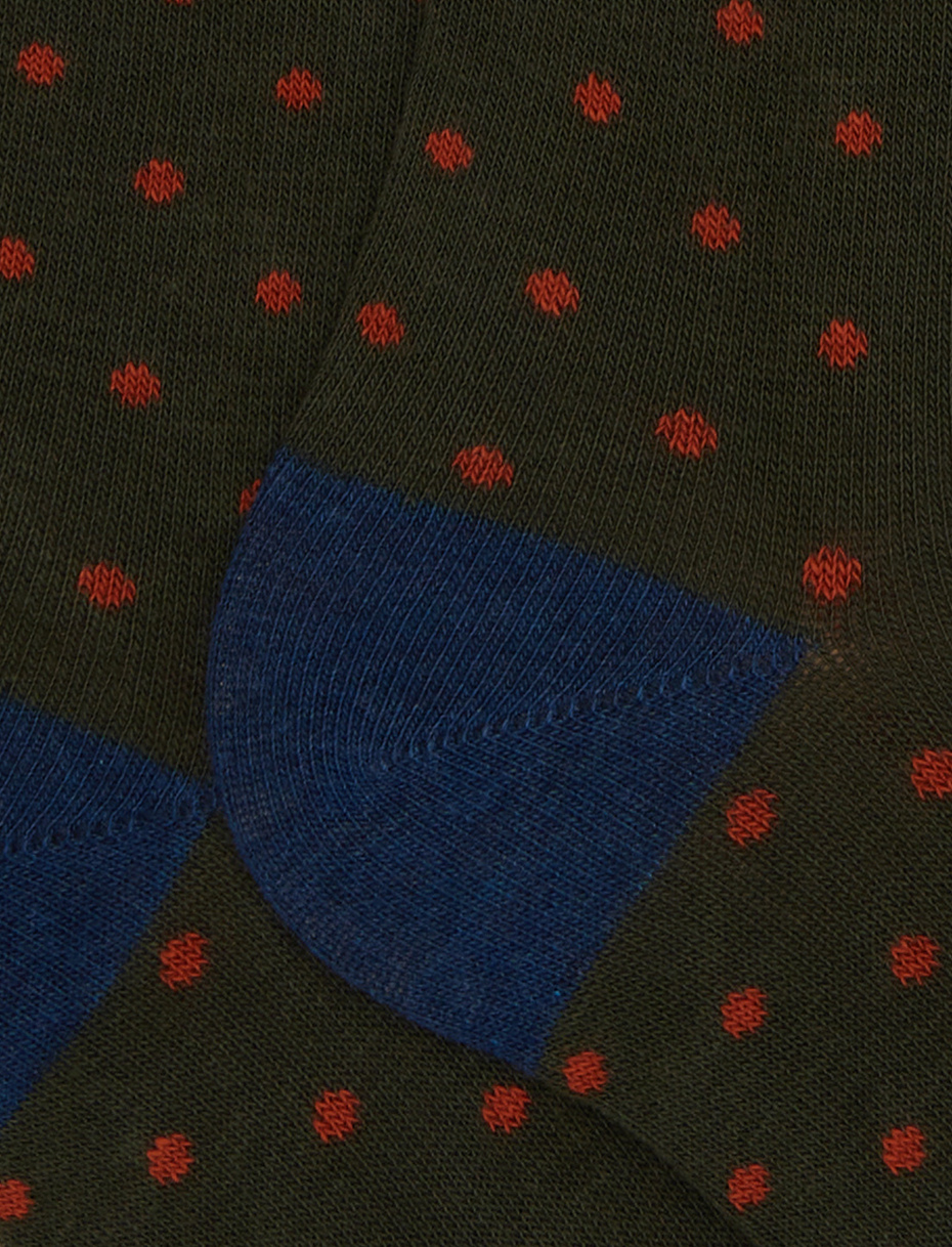 Women's long green cotton socks with polka dots - Gallo 1927 - Official Online Shop