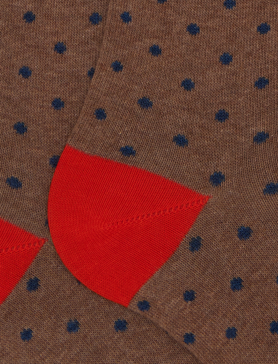 Women's long brown cotton socks with polka dots - Gallo 1927 - Official Online Shop