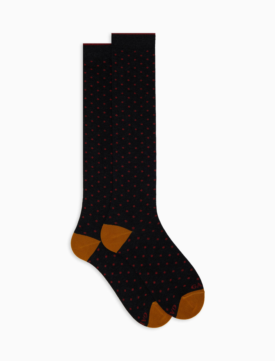 Women's long grey cotton socks with polka dots - Gallo 1927 - Official Online Shop
