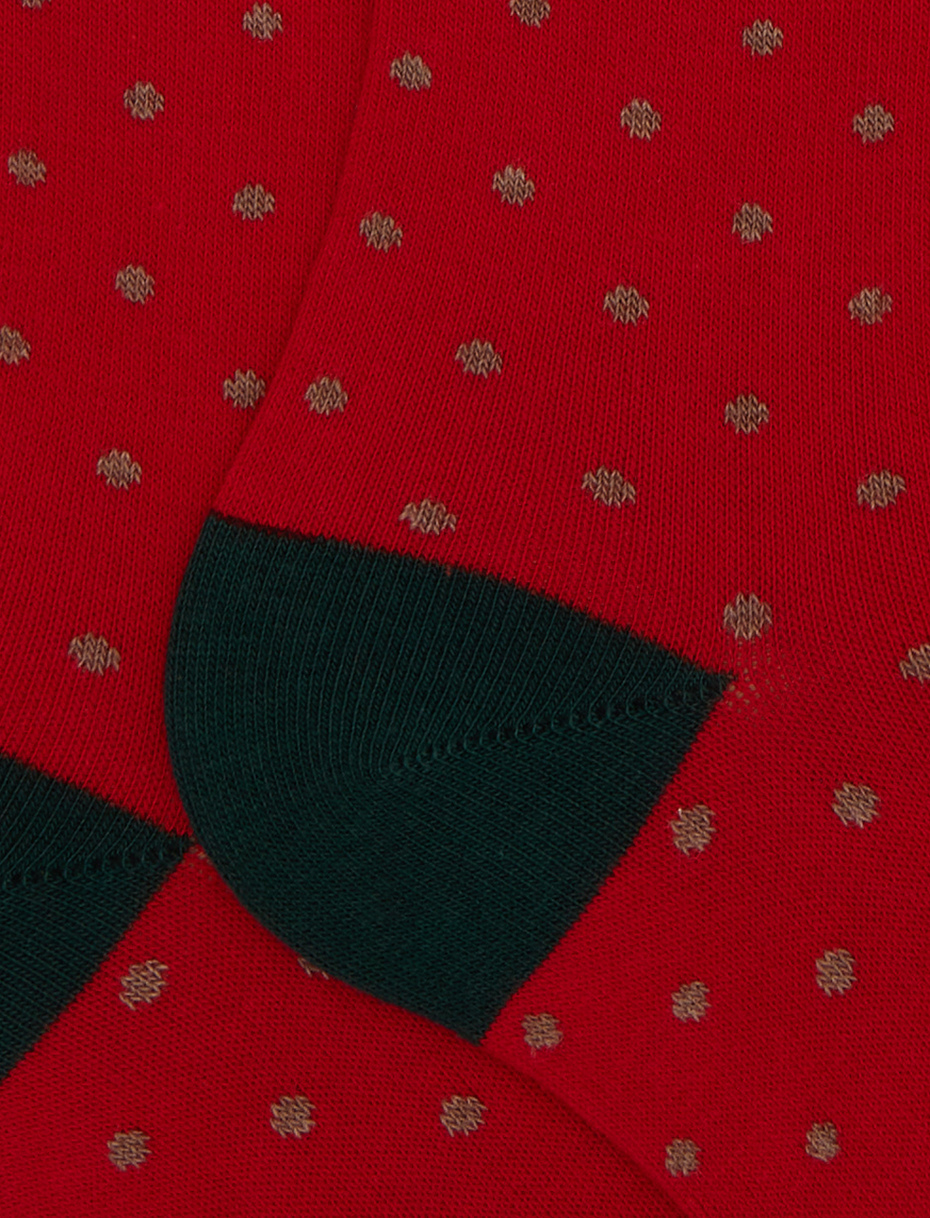 Women's long red cotton socks with polka dots - Gallo 1927 - Official Online Shop