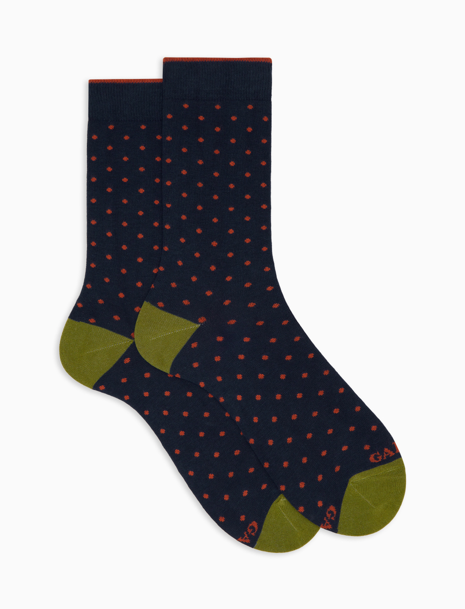 Women's short blue cotton socks with polka dots - Gallo 1927 - Official Online Shop