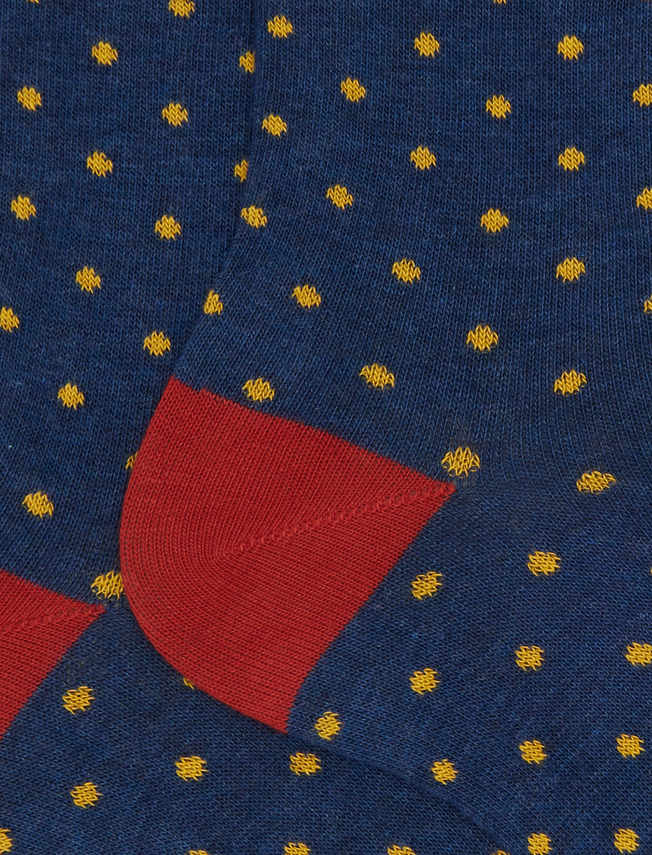 Women's short blue cotton socks with polka dots - Gallo 1927 - Official Online Shop