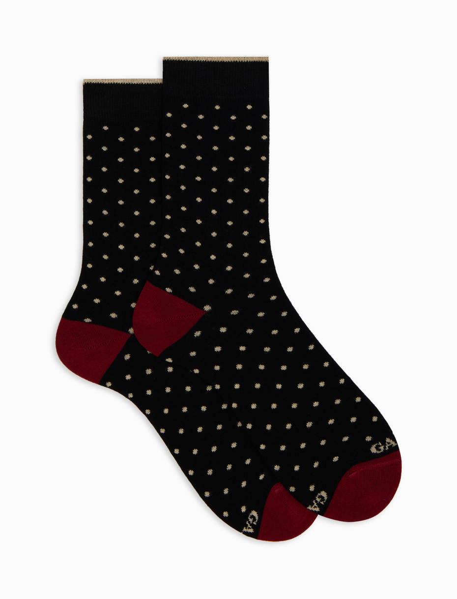Women's short black cotton socks with polka dots - Gallo 1927 - Official Online Shop