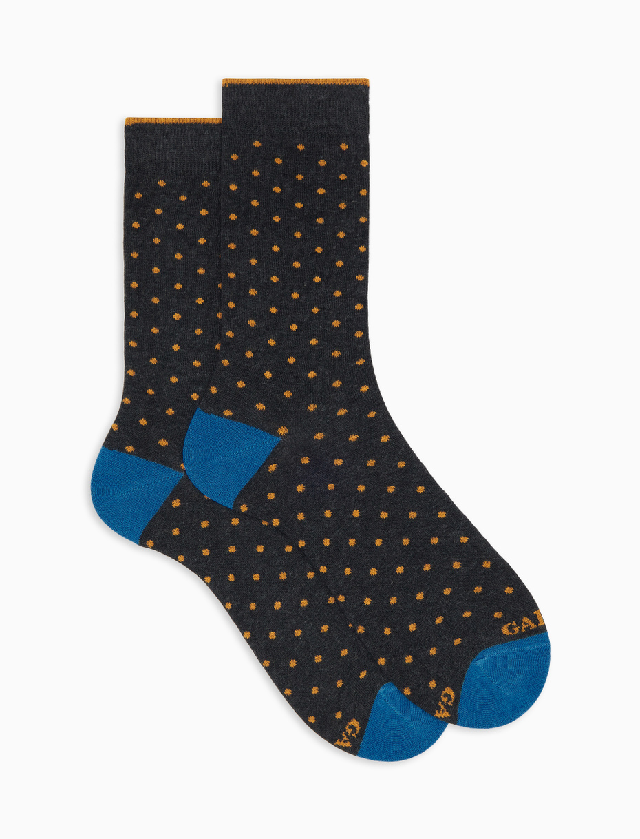 Women's short grey cotton socks with polka dots - Gallo 1927 - Official Online Shop