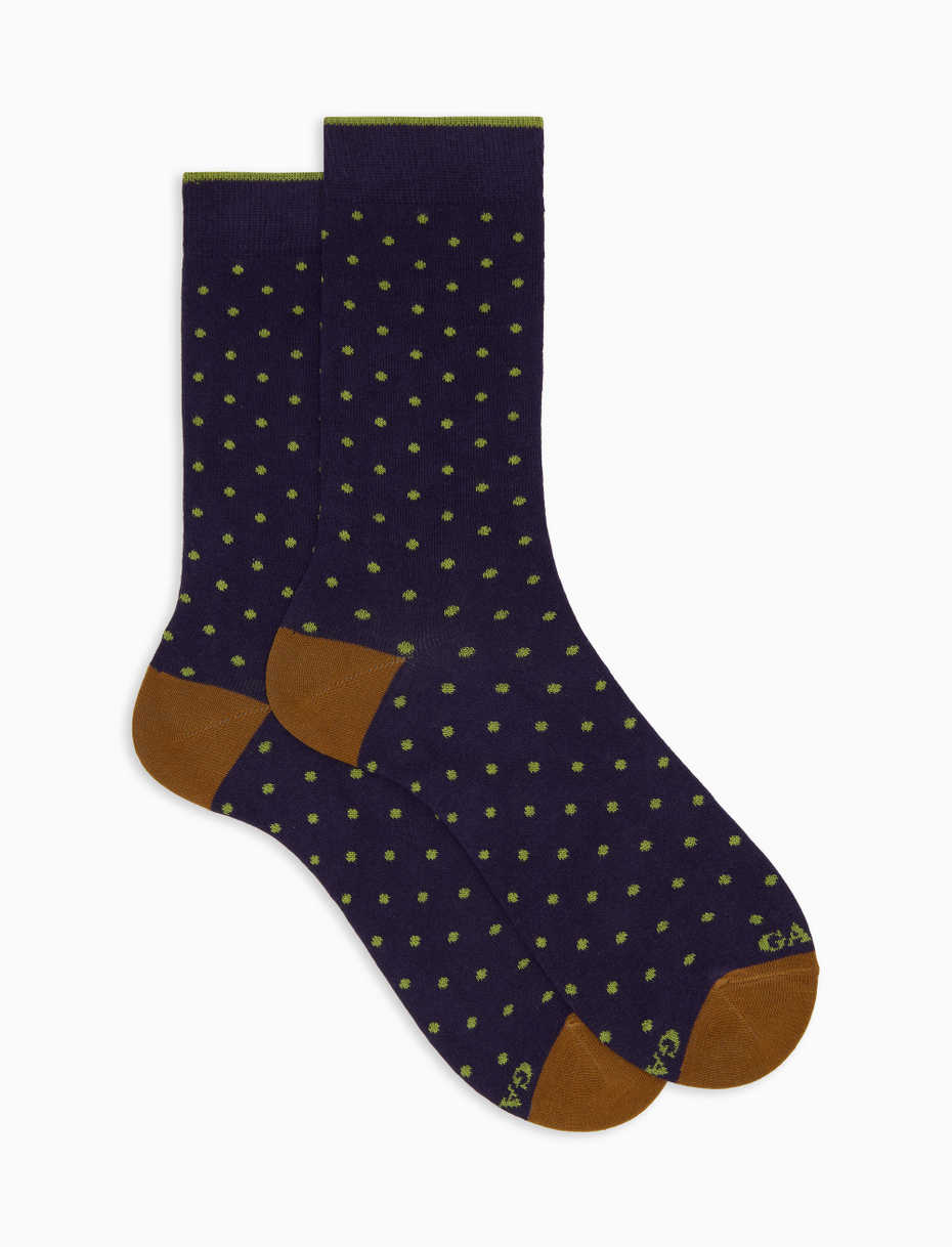 Women's short purple cotton socks with polka dots - Gallo 1927 - Official Online Shop