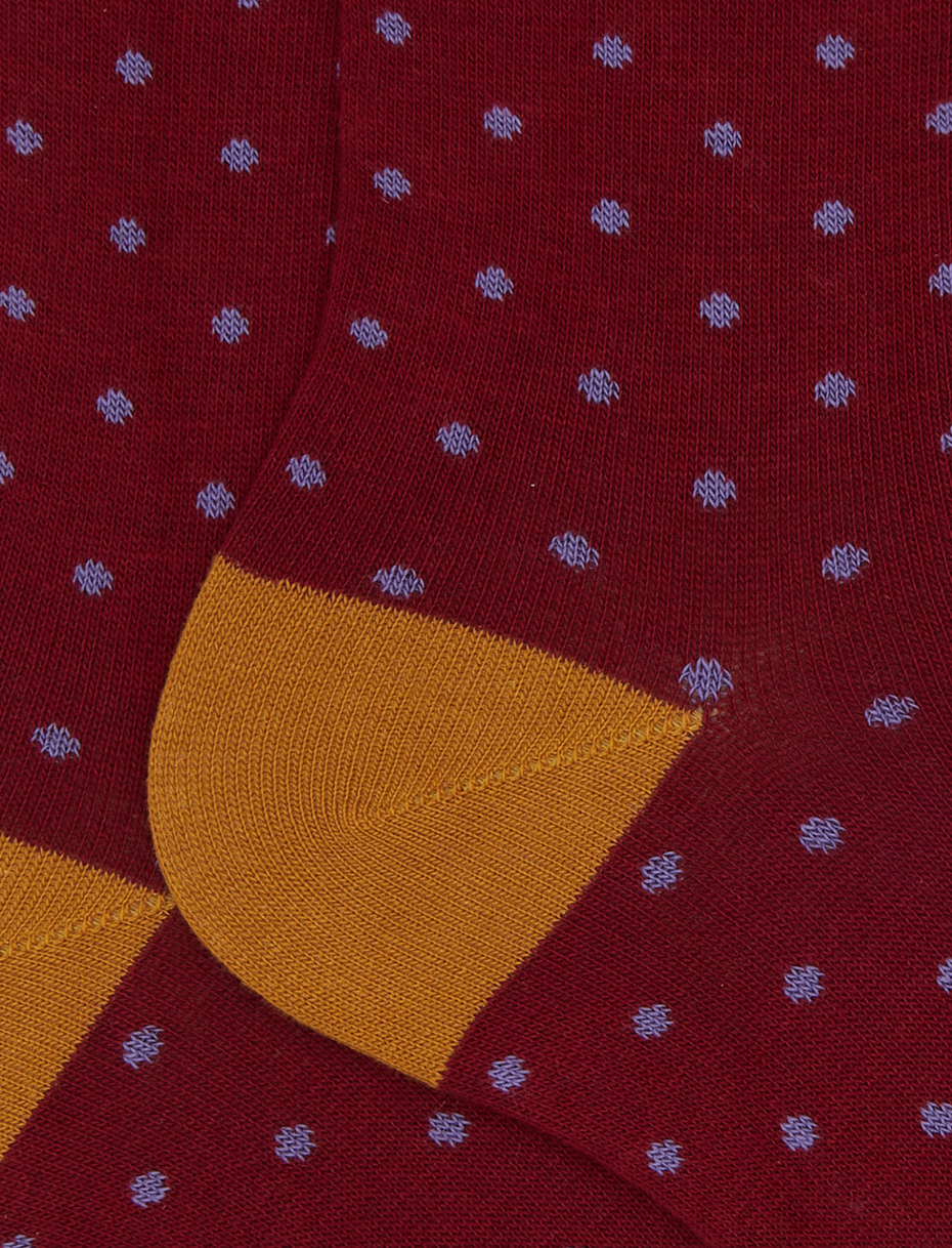Women's short burgundy cotton socks with polka dots - Gallo 1927 - Official Online Shop