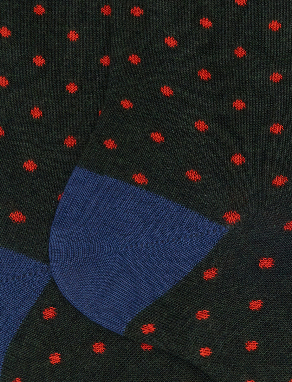 Women's short green cotton socks with polka dots - Gallo 1927 - Official Online Shop