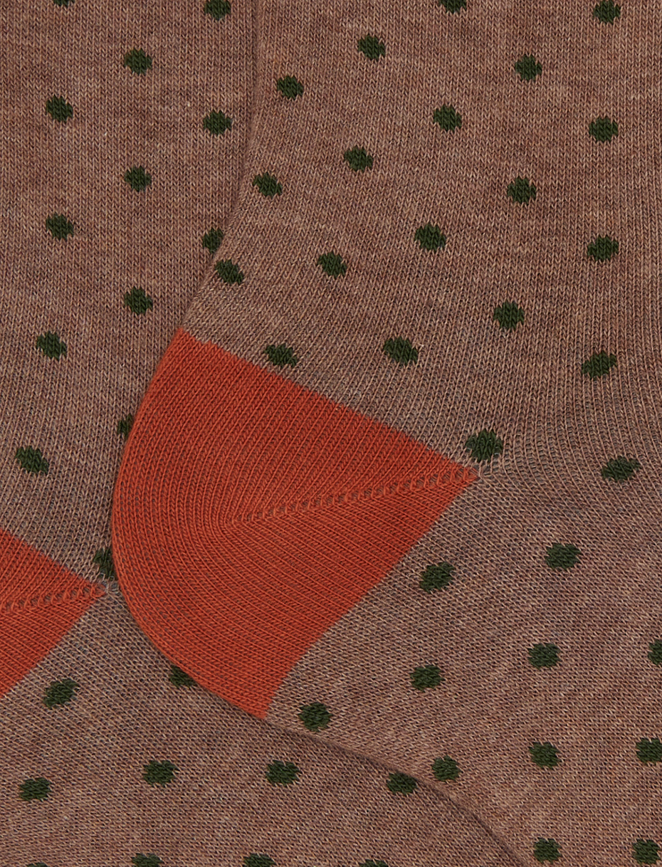 Women's short beige cotton socks with polka dots - Gallo 1927 - Official Online Shop