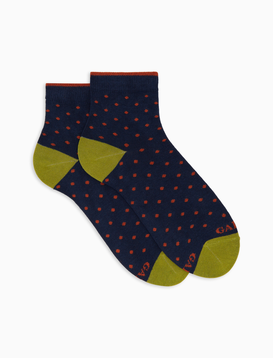 Calze cortissime donna cotone blu fantasia pois - Gallo 1927 - Official Online Shop