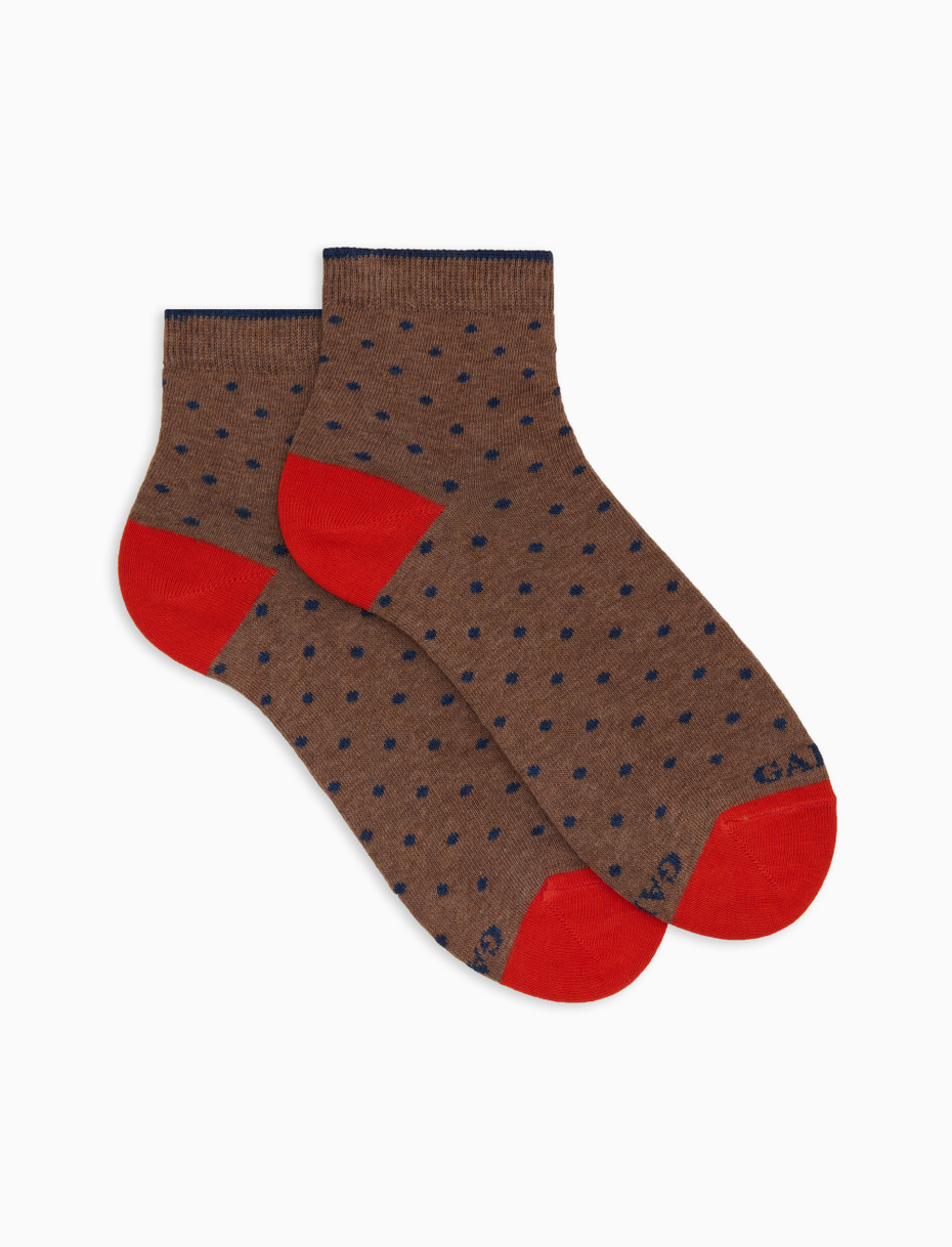 Calze cortissime donna cotone marrone fantasia pois - Gallo 1927 - Official Online Shop