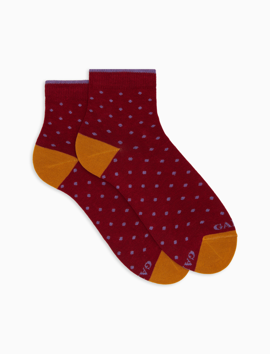 Calze cortissime donna cotone bordò fantasia pois - Gallo 1927 - Official Online Shop