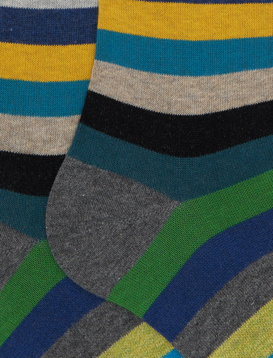 Women's long grey cotton socks with even stripes - Gallo 1927 - Official Online Shop