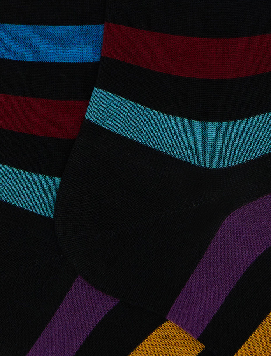 Women's long grey cotton socks with even stripes - Gallo 1927 - Official Online Shop