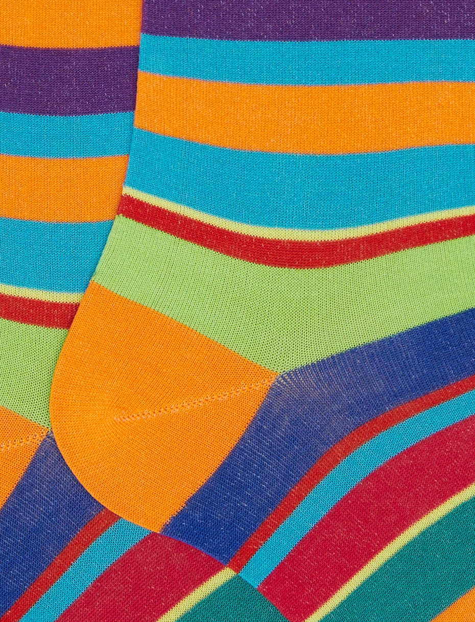 Calze lunghe donna cotone leggerissimo mandarino righe multicolor - Gallo 1927 - Official Online Shop
