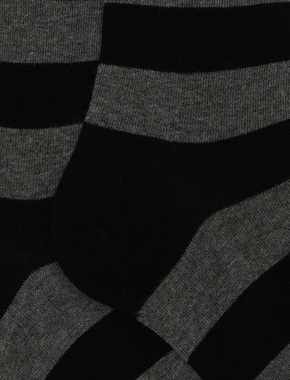 Women's long black cotton socks with two-tone stripes - Gallo 1927 - Official Online Shop