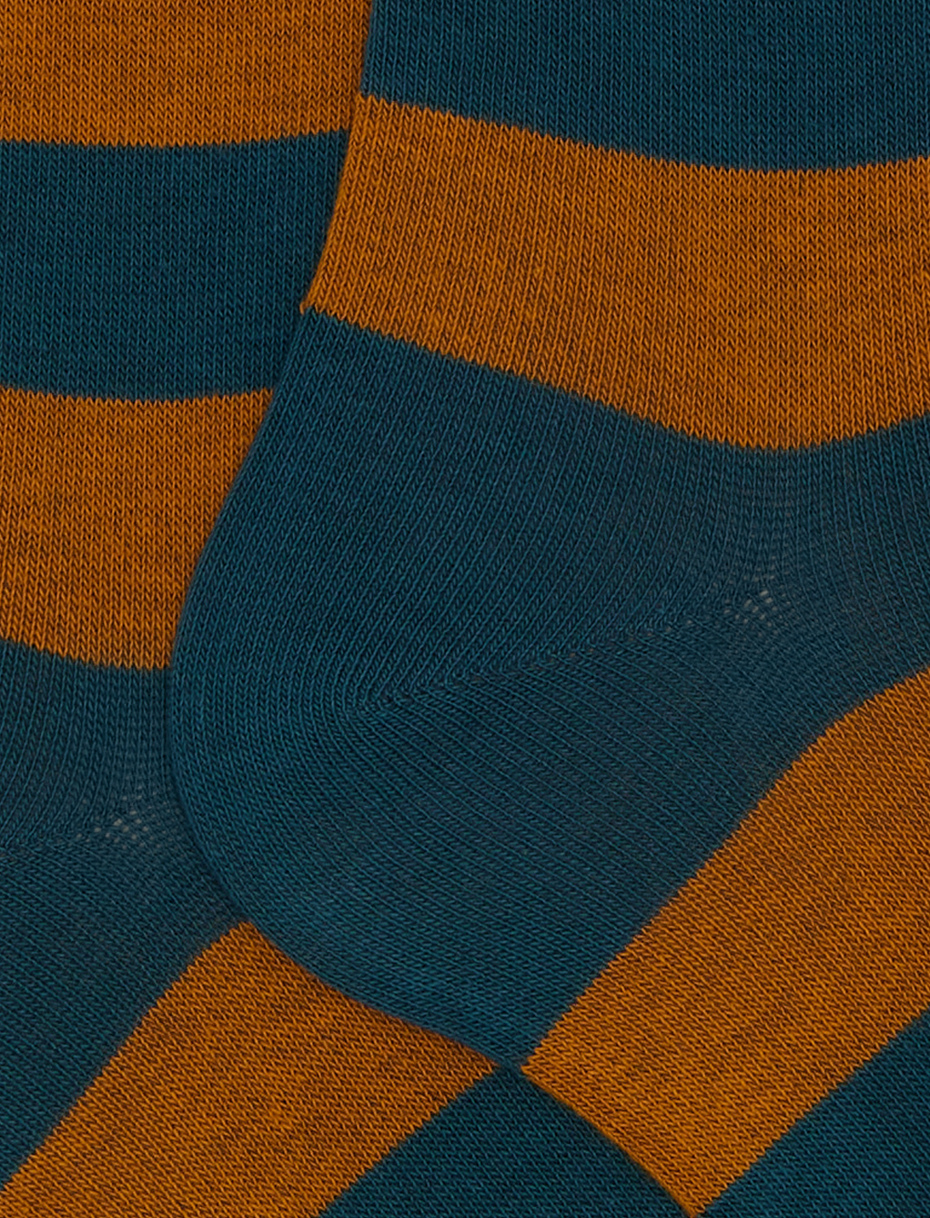 Women's long green cotton socks with two-tone stripes - Gallo 1927 - Official Online Shop