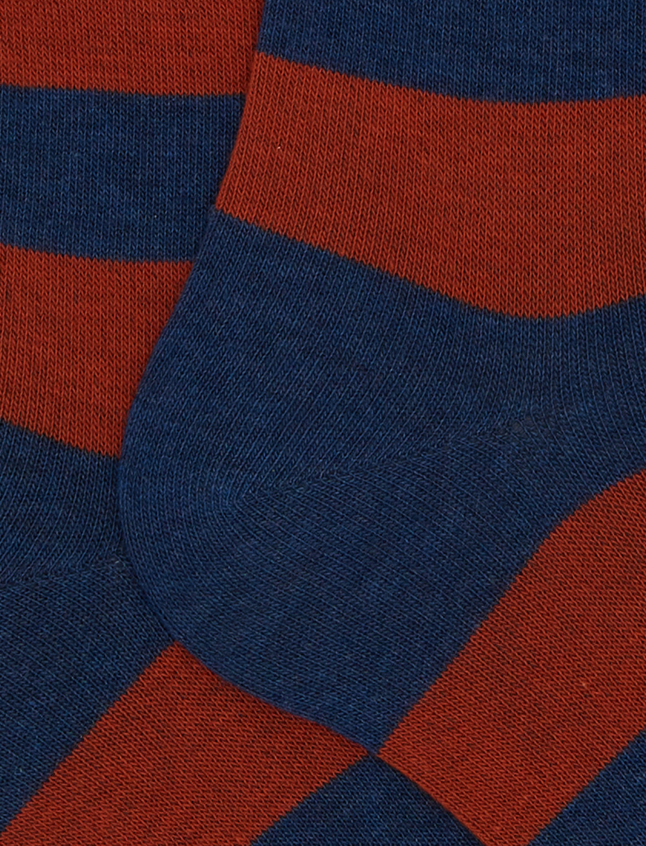 Women's long orange cotton socks with two-tone stripes - Gallo 1927 - Official Online Shop