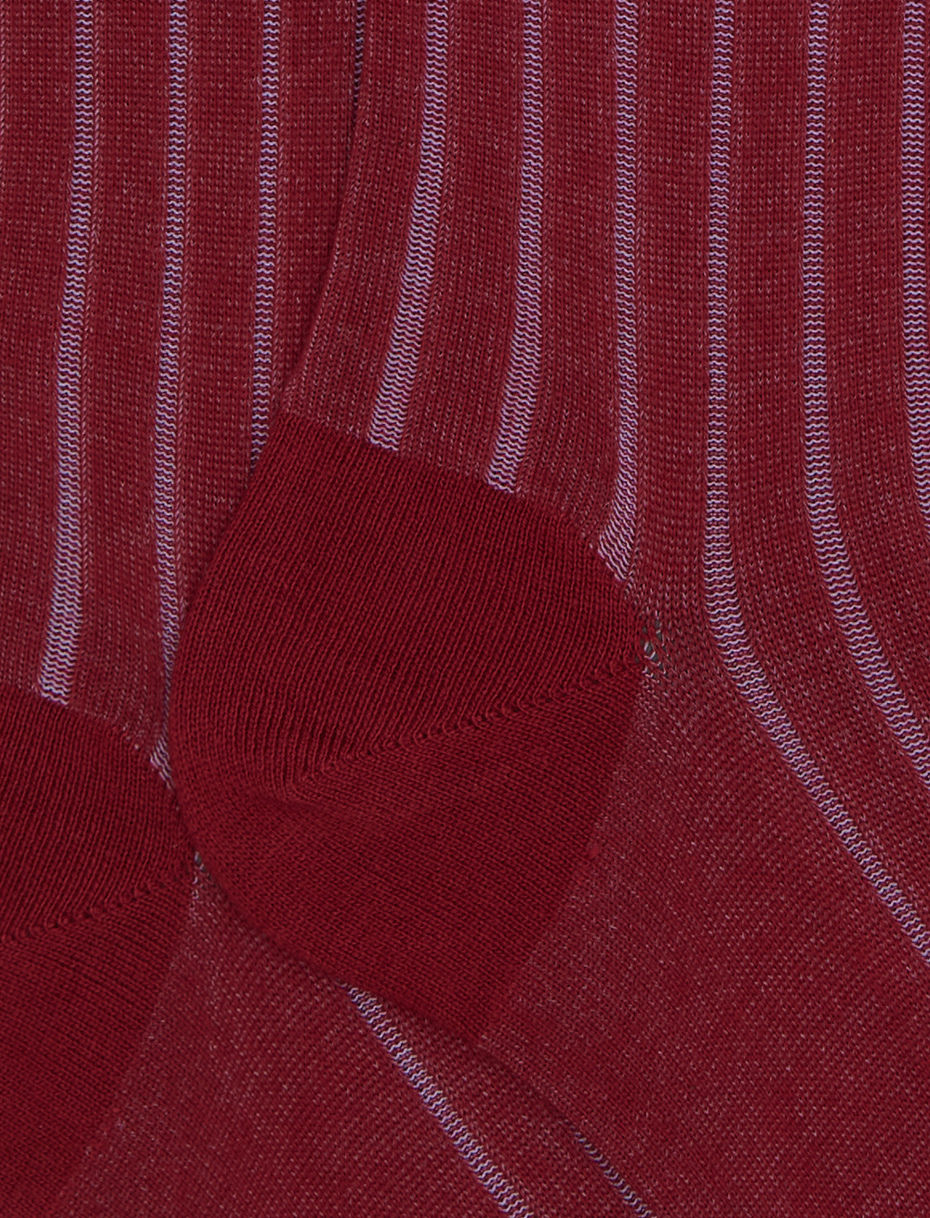Women's long burgundy plated cotton socks with wide rib stitch - Gallo 1927 - Official Online Shop