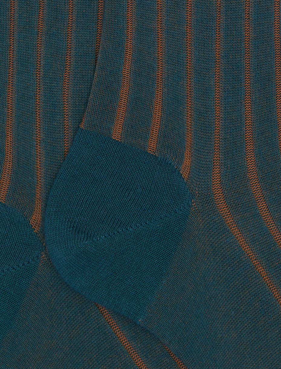 Women's long green plated cotton socks with wide rib stitch - Gallo 1927 - Official Online Shop