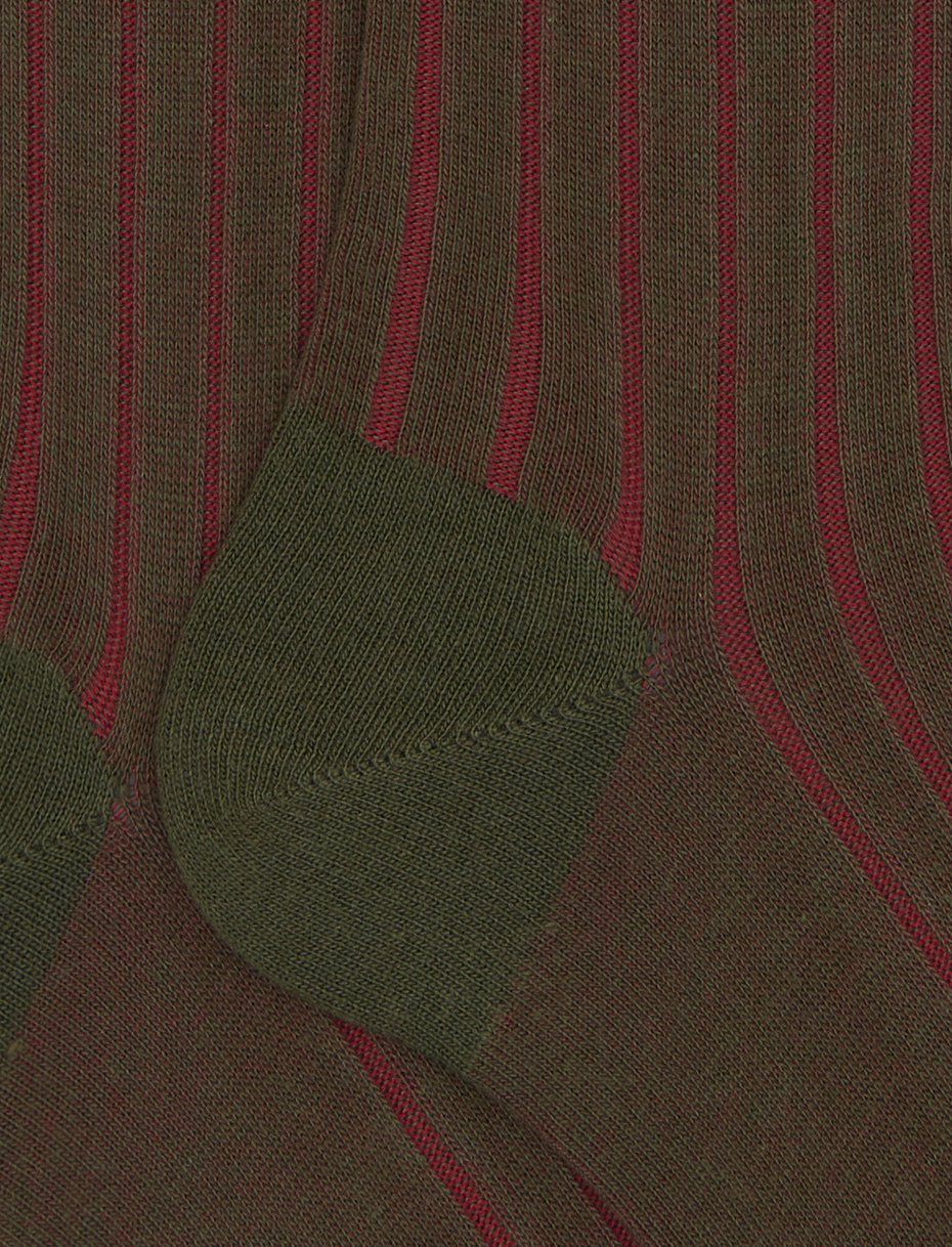 Women's long green plated cotton socks with wide rib stitch - Gallo 1927 - Official Online Shop