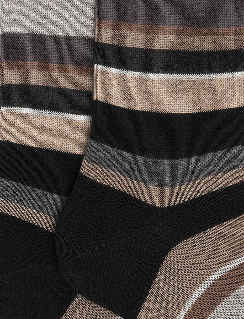 Women's short black cotton socks with multicoloured stripes - Gallo 1927 - Official Online Shop