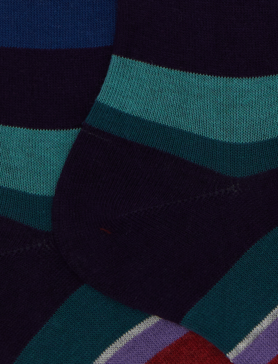 Calze corte donna cotone viola righe multicolor - Gallo 1927 - Official Online Shop