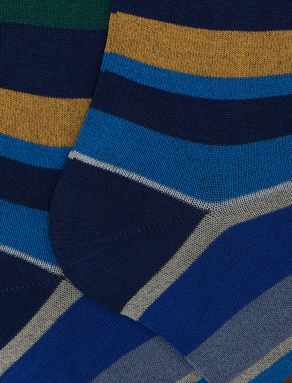 Calze lunghe donna cotone righe multicolor blu - Gallo 1927 - Official Online Shop