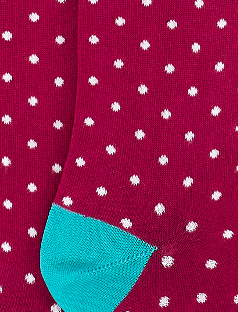 Women's long fuchsia light cotton socks with polka dots - Gallo 1927 - Official Online Shop