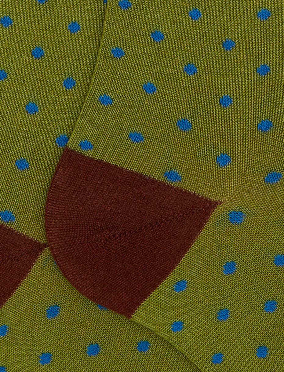 Women's long green cotton socks with polka dot pattern - Gallo 1927 - Official Online Shop