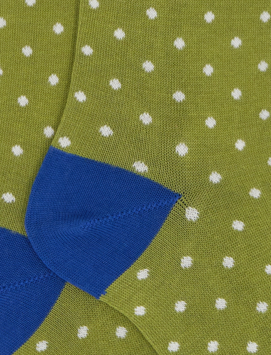 Women's long grass green light cotton socks with polka dots - Gallo 1927 - Official Online Shop
