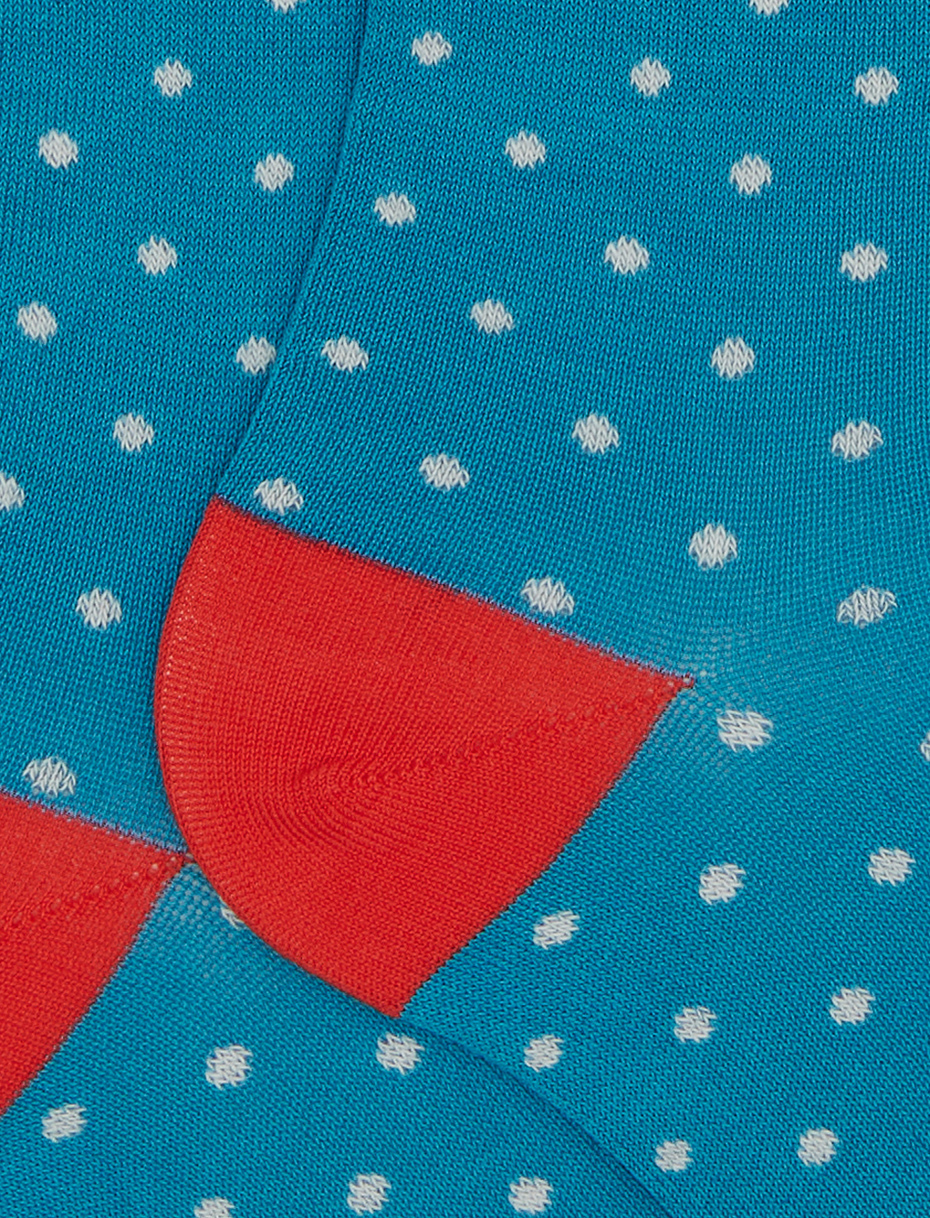 Women's long light blue cotton socks with polka dot pattern - Gallo 1927 - Official Online Shop