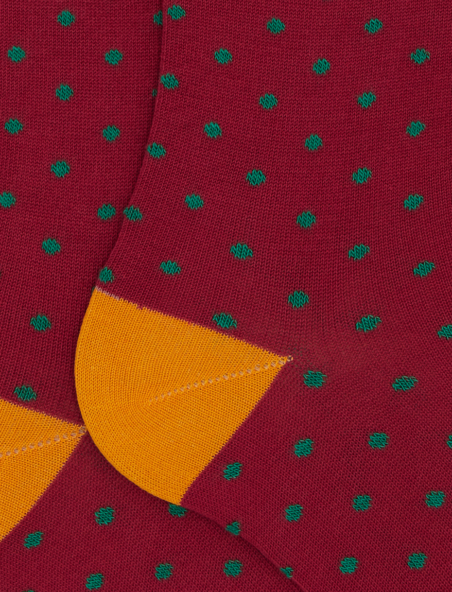Women's long red cotton socks with polka dot pattern - Gallo 1927 - Official Online Shop
