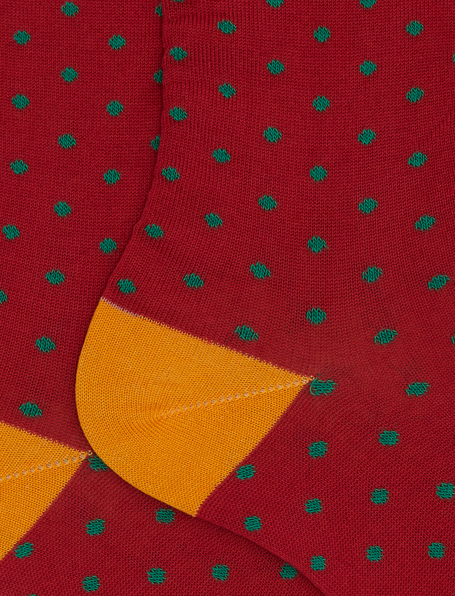 Women's short red cotton socks with polka dot pattern - Gallo 1927 - Official Online Shop