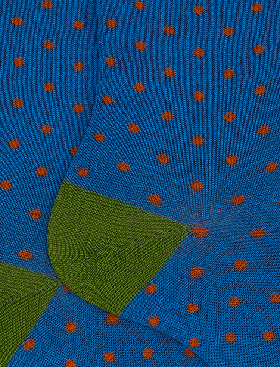 Women's short light blue cotton socks with polka dot pattern - Gallo 1927 - Official Online Shop