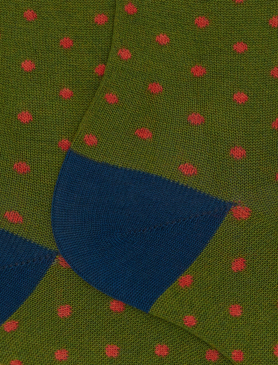 Women's short green cotton socks with polka dot pattern - Gallo 1927 - Official Online Shop