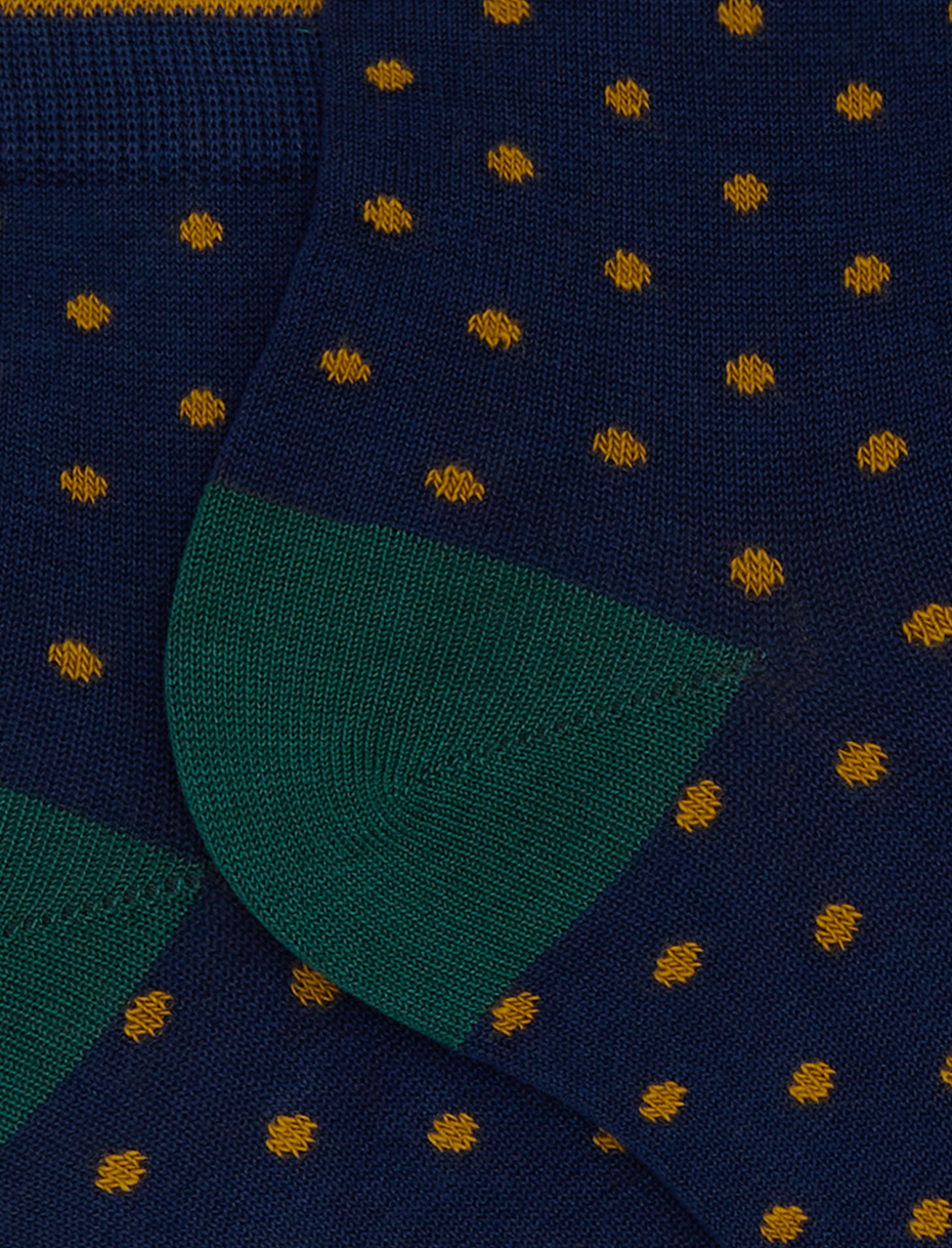 Women's super short blue cotton socks with polka dot pattern - Gallo 1927 - Official Online Shop