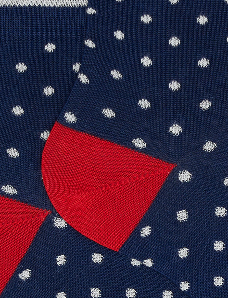 Women's super short royal blue light cotton socks with polka dots - Gallo 1927 - Official Online Shop