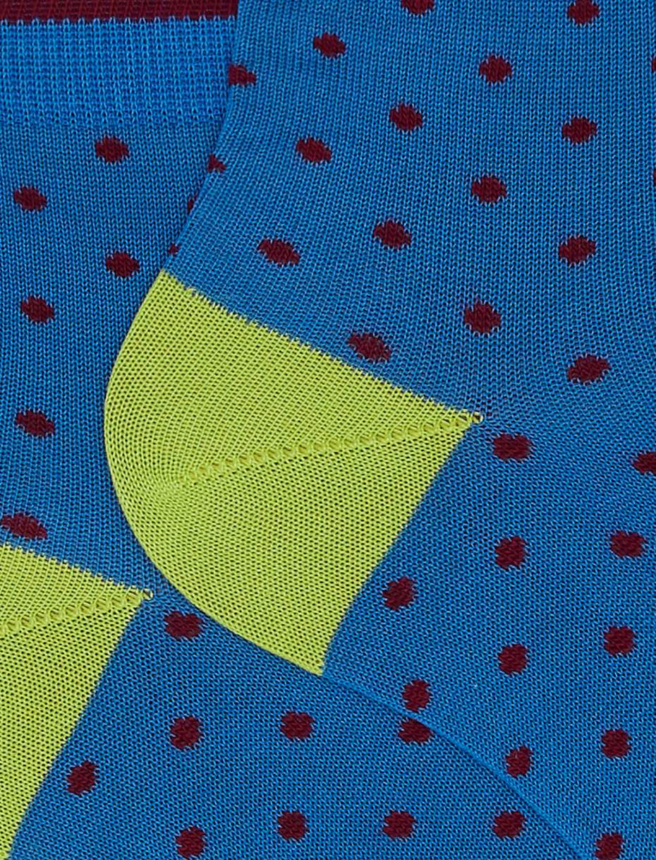 Women's super short aegean blue light cotton socks with polka dots - Gallo 1927 - Official Online Shop