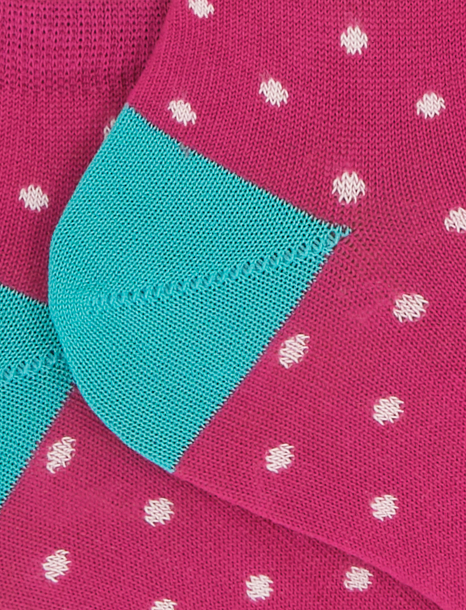 Women's fuchsia light cotton ankle socks with polka dots - Gallo 1927 - Official Online Shop