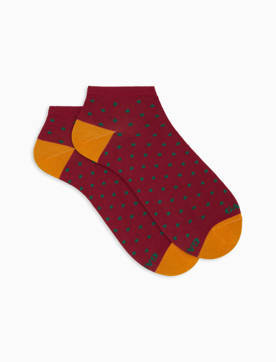 Women's red cotton ankle socks with polka dot pattern - Gallo 1927 - Official Online Shop