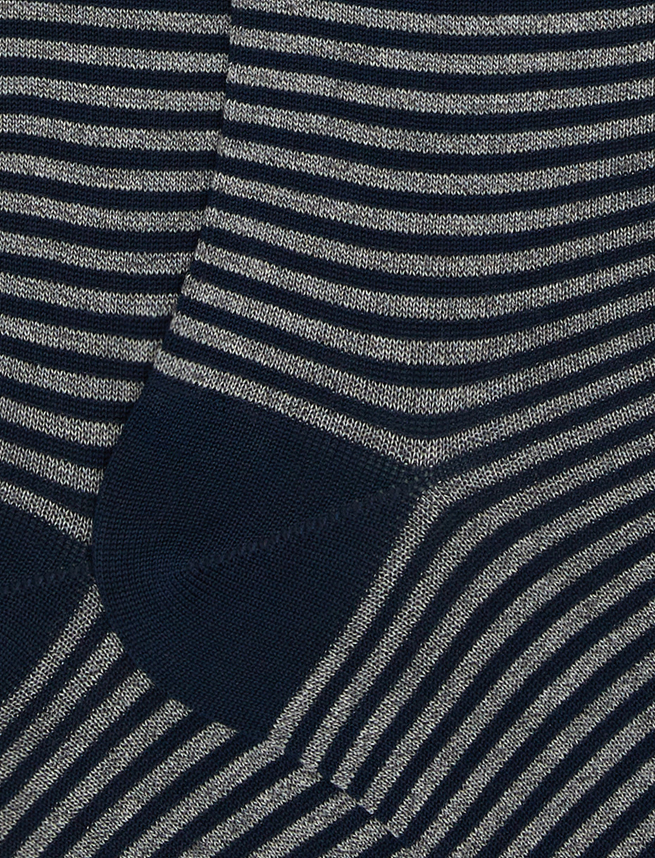 Women's long ocean blue light cotton socks with Windsor stripes - Gallo 1927 - Official Online Shop