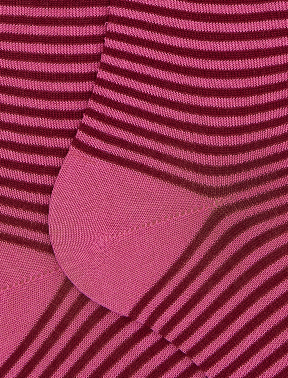 Women's long pink cotton socks with Windsor stripes - Gallo 1927 - Official Online Shop