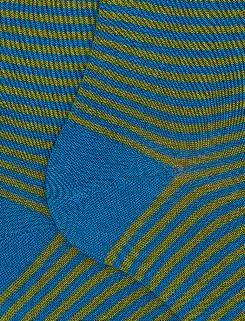 Women's long light blue cotton socks with Windsor stripes - Gallo 1927 - Official Online Shop