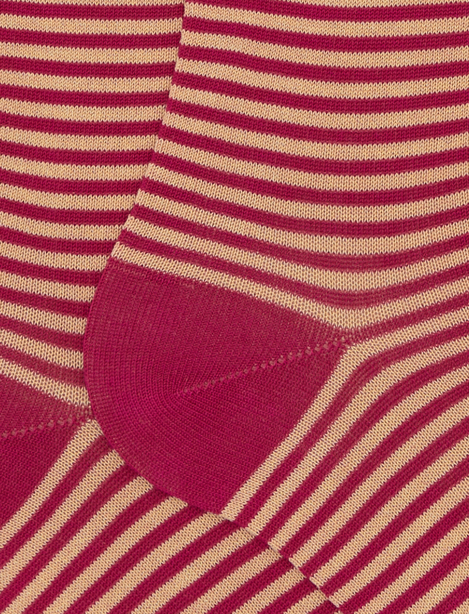 Women's long fuchsia cotton socks with Windsor stripes - Gallo 1927 - Official Online Shop