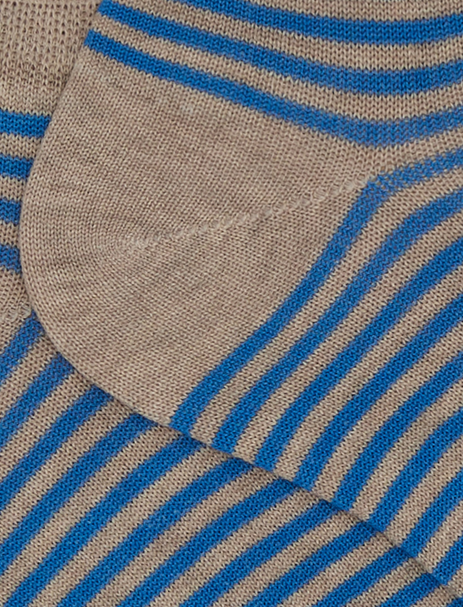 Women's beige cotton ankle socks with Windsor stripes - Gallo 1927 - Official Online Shop
